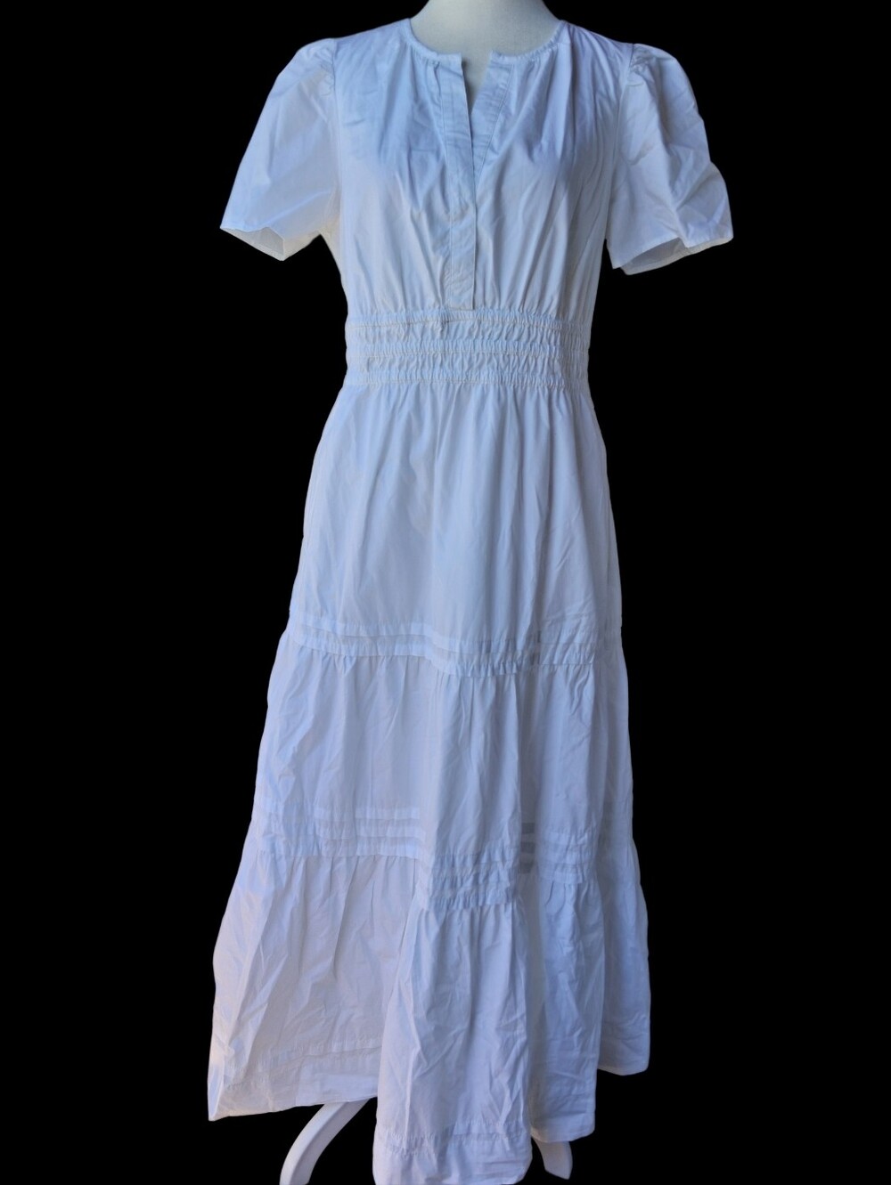 Quince 100% Cotton Poplin Tiered Maxi Dress Classic White S